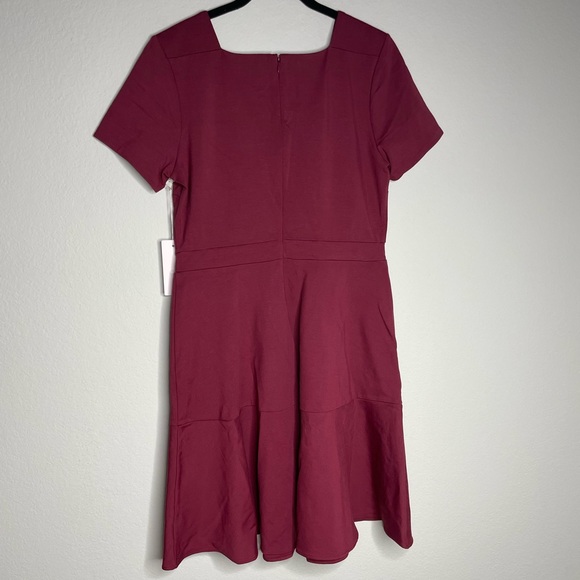 NEW Rachel Parcell Burgundy Square Neck Fit &‎ Flare Dress L Christmas Party - Picture 3 of 9